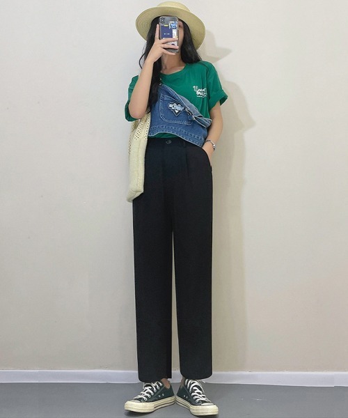 Miniministore(ミニミニストア)の「セミワイドパンツ カラーパンツ 9分丈(スラックス・レディース・ブルー/ブラック/ピンク/ホワイト/ダークグレー/フューシャピンク・L/XL/M)」の10枚目の写真