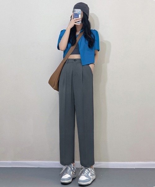Miniministore(ミニミニストア)の「セミワイドパンツ カラーパンツ 9分丈(スラックス・レディース・ブルー/ブラック/ピンク/ホワイト/ダークグレー/フューシャピンク・L/XL/M)」の21枚目の写真
