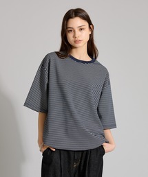 CREW NECK DRAW CORD BORDER TEE / クルーネックドローコードボーダーT
