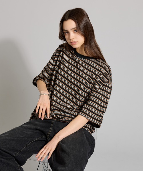 WETTEMPT（ウィテンプト）の「CREW NECK DRAW CORD BORDER TEE / クルーネックドローコードボーダーT（Tシャツ/カットソー・メンズ・グレイッシュブルー/オフホワイト/ネイビー/グリーン/ブラック/ブラック系その他/ブラウン/ネイビー系/ホワイト・SMALL/LARGE/MEDIUM）」の18枚目の写真