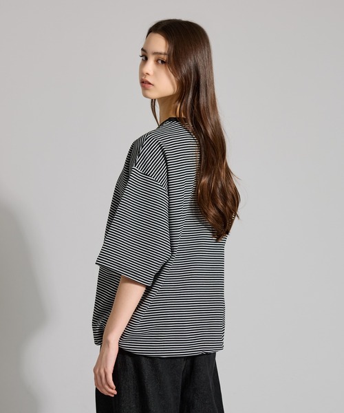 WETTEMPT（ウィテンプト）の「CREW NECK DRAW CORD BORDER TEE / クルーネックドローコードボーダーT（Tシャツ/カットソー・メンズ・グレイッシュブルー/オフホワイト/ネイビー/グリーン/ブラック/ブラック系その他/ブラウン/ネイビー系/ホワイト・SMALL/LARGE/MEDIUM）」の22枚目の写真