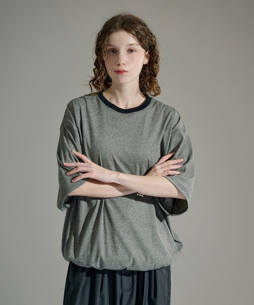CREW NECK DRAW CORD BORDER TEE / クルーネックドローコードボーダーT
