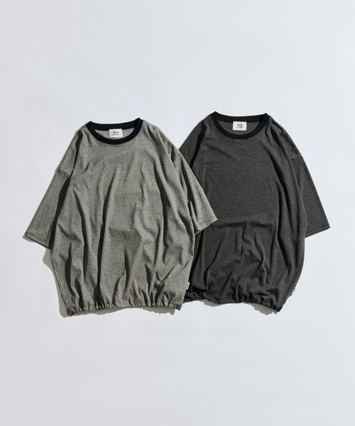 WETTEMPT(ウィテンプト)の「CREW NECK DRAW CORD BORDER TEE / クルーネックドローコードボーダーT(Tシャツ/カットソー・メンズ・グレイッシュブルー/オフホワイト/ネイビー/グリーン/ブラック/ブラック系その他/ブラウン/ネイビー系/ホワイト/グレー/ブラック系その他2・SMALL/LARGE/MEDIUM)」の13枚目の写真