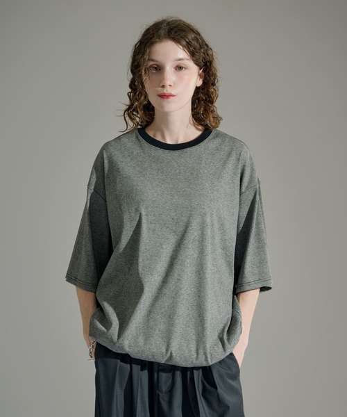 WETTEMPT(ウィテンプト)の「CREW NECK DRAW CORD BORDER TEE / クルーネックドローコードボーダーT(Tシャツ/カットソー・メンズ・グレイッシュブルー/オフホワイト/ネイビー/グリーン/ブラック/ブラック系その他/ブラウン/ネイビー系/ホワイト/グレー/ブラック系その他2・SMALL/LARGE/MEDIUM)」の13枚目の写真