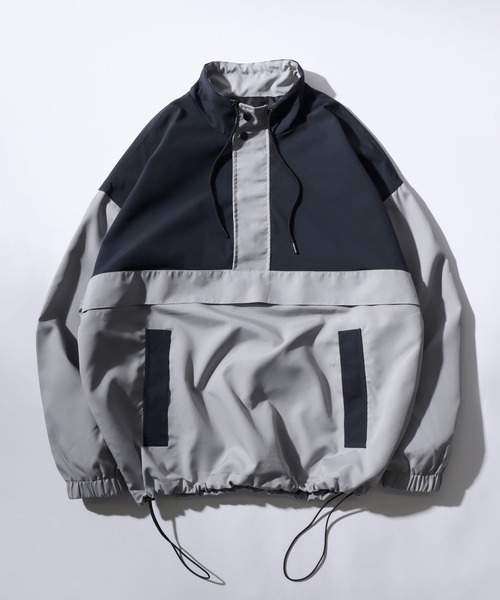SITRY(シトリー)の「Stand Anorak Jacket/アノラックジャケット トラックジャケット ハーフジップ スタンドネック プルオーバー(ブルゾン・メンズ・グレー系その他/グリーン系その他/ブラック・L/LL/M)」の17枚目の写真