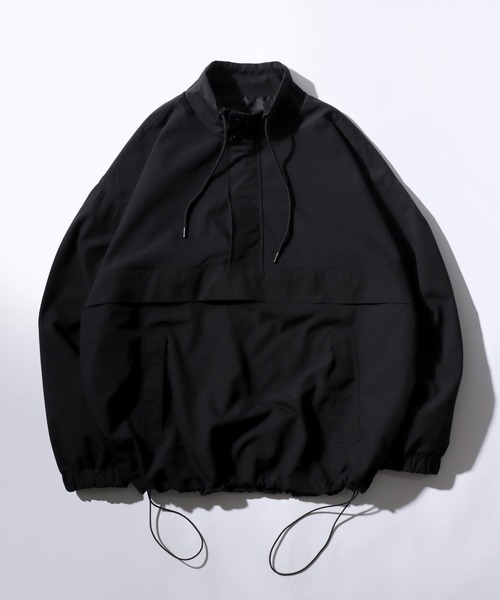 美品✨ラッセルノ　ハーフジップ　アノラック　ジャケット　L〜XL相当　ブラック 裏フリースハーフジップアノラックプルオーバー MONO-MART