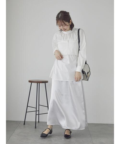 Te chichi TERRASSE(テチチテラス)の「ビスチェセットスタンドネックブラウス(シャツ/ブラウス・レディース・ホワイト/オフホワイト/ネイビー・F)」の6枚目の写真