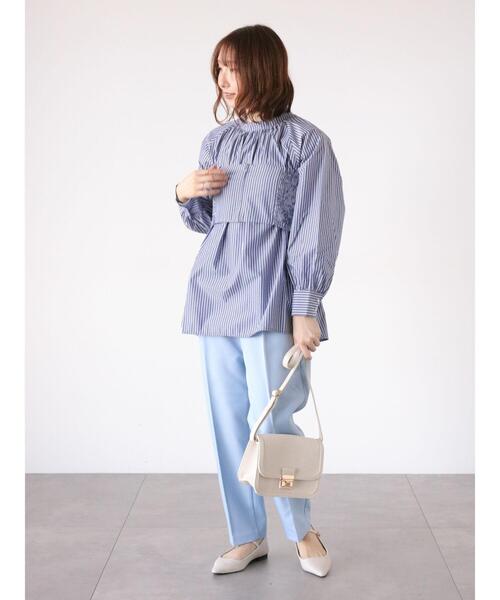 Te chichi TERRASSE(テチチテラス)の「ビスチェセットスタンドネックブラウス(シャツ/ブラウス・レディース・ホワイト/オフホワイト/ネイビー・F)」の9枚目の写真