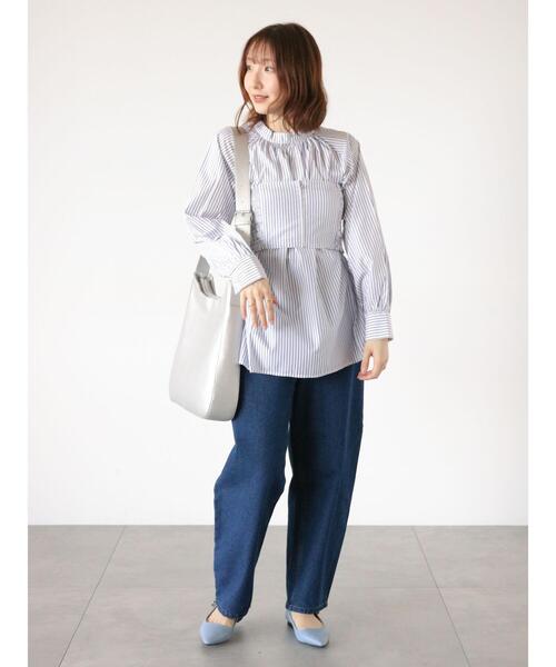 Te chichi TERRASSE(テチチテラス)の「ビスチェセットスタンドネックブラウス(シャツ/ブラウス・レディース・ホワイト/オフホワイト/ネイビー・F)」の12枚目の写真