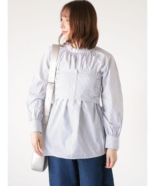 Te chichi TERRASSE(テチチテラス)の「ビスチェセットスタンドネックブラウス(シャツ/ブラウス・レディース・ホワイト/オフホワイト/ネイビー・F)」の14枚目の写真