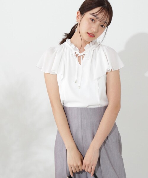 PROPORTION BODY DRESSING(プロポーションボディドレッシング)の「楊柳ラッフルブラウス / 1214110503(シャツ/ブラウス・レディース・イエロー/ホワイト/ブルー・SMALL/MEDIUM)」の6枚目の写真