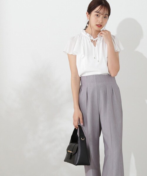 PROPORTION BODY DRESSING(プロポーションボディドレッシング)の「楊柳ラッフルブラウス / 1214110503(シャツ/ブラウス・レディース・イエロー/ホワイト/ブルー・SMALL/MEDIUM)」の7枚目の写真