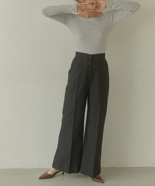 セール】Button high waist パンツ（スラックス）｜ACYM