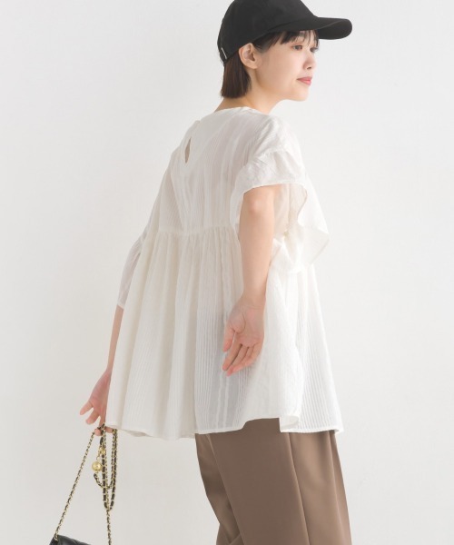 OMNES（オムネス）の「コットンドビーギャザー半袖ブラウス（シャツ/ブラウス・レディース・ホワイト/チャコール/ベージュ/ピンク・FREE）」の19枚目の写真