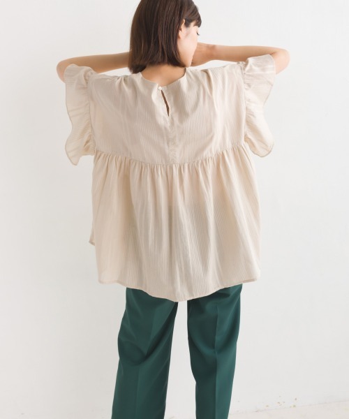 OMNES（オムネス）の「コットンドビーギャザー半袖ブラウス（シャツ/ブラウス・レディース・ホワイト/チャコール/ベージュ/ピンク・FREE）」の9枚目の写真