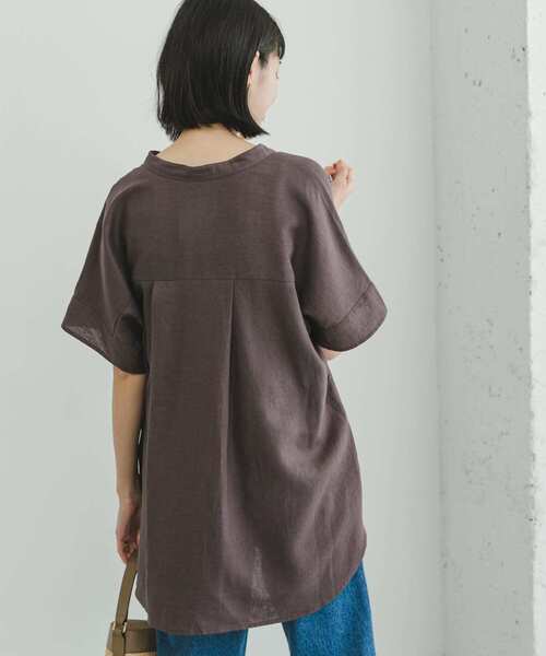 ITEMS URBANRESEARCH（アイテムズ アーバンリサーチ）の「『セットアップ対応』『洗濯可』リネンレーヨンフレンチシャツ（シャツ/ブラウス・レディース・ブラウン系その他/ライトベージュ/グリーン・FREE）」の11枚目の写真