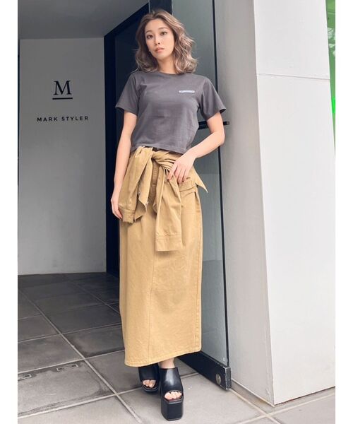GYDA(ジェイダ)の「ENOUGH ショートTシャツ(Tシャツ/カットソー・レディース・ベージュ/チャコールグレー/オフホワイト・FREE)」の9枚目の写真