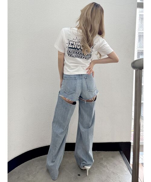 GYDA(ジェイダ)の「ENOUGH ショートTシャツ(Tシャツ/カットソー・レディース・ベージュ/チャコールグレー/オフホワイト・FREE)」の13枚目の写真