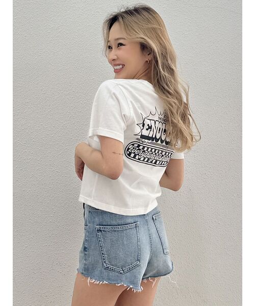 GYDA(ジェイダ)の「ENOUGH ショートTシャツ(Tシャツ/カットソー・レディース・ベージュ/チャコールグレー/オフホワイト・FREE)」の20枚目の写真