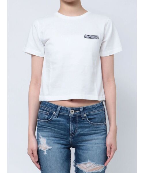 GYDA(ジェイダ)の「ENOUGH ショートTシャツ(Tシャツ/カットソー・レディース・ベージュ/チャコールグレー/オフホワイト・FREE)」の7枚目の写真