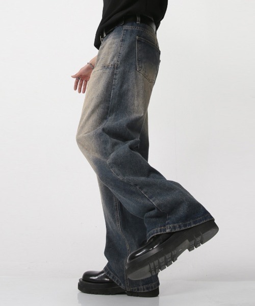 メンズ デニムパンツ ワイドデニム ポケット フルレングス a1074 B.C STOCK ジーンズ 10oz CONVEX 5ポケット ワイドデニムパンツ