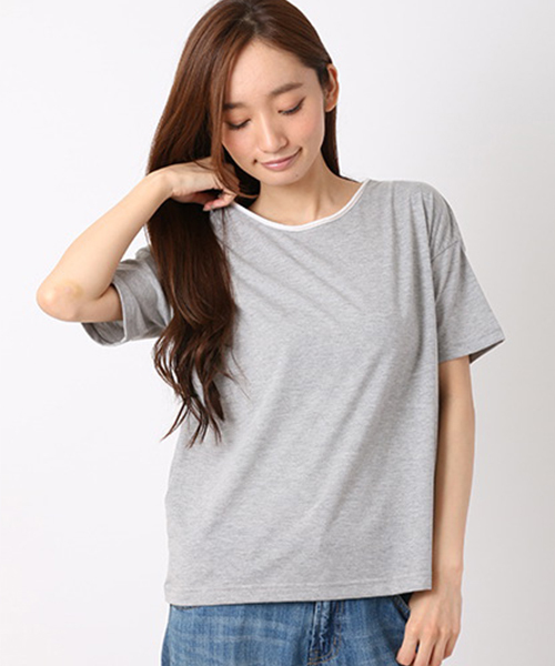 SEVENDAYS=SUNDAY（セブンデイズサンデイ）の「フェイクレイヤード　半袖プルオーバー（Tシャツ/カットソー・レディース・カーキ/杢グレー/ネイビー・MEDIUM/LARGE）」の2枚目の写真