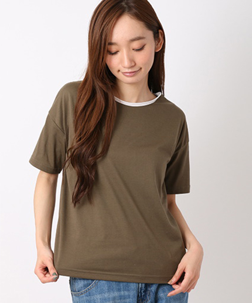 SEVENDAYS=SUNDAY（セブンデイズサンデイ）の「フェイクレイヤード　半袖プルオーバー（Tシャツ/カットソー・レディース・カーキ/杢グレー/ネイビー・MEDIUM/LARGE）」の3枚目の写真