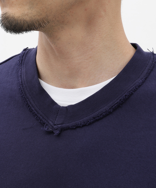 CAMIEL FORTGENS（カミエル フォートへンス）の「CAMIEL FORTGENS (カミエル・フォートヘンス) SLEEVELESS SWEATER 17.02.01.01（ベスト・メンズ・オレンジ/ネイビー・MEDIUM/SMALL）」の8枚目の写真