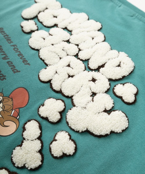 Tom＆Jerry（トムアンドジェリー）の「【TOM＆JERRY/トムとジェリー】ワンポイント キャラクター刺繍＆バックBIGイラストデザイン ビッグシルエット クルーネックTシャツ/半袖Tシャツ（Tシャツ/カットソー・レディース・マスタード/オートミール/ブラック/エメラルド・M/L）」の22枚目の写真