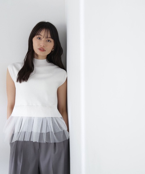 ニット セーター チュールレイヤードニット レディース NATURAL BEAUTY BASIC（ナチュラルビューティーベーシック）の