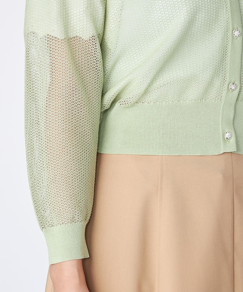 LAISSE PASSE(レッセパッセ)の「【WEB限定カラー】Vネックすかし編みカーディガン(カーディガン/ボレロ・レディース・ネイビー/アイボリー/ミント/ラベンダー/スモークピンク・MEDIUM)」の13枚目の写真