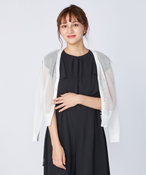 LAISSE PASSE(レッセパッセ)の「【WEB限定カラー】Vネックすかし編みカーディガン(カーディガン/ボレロ・レディース・ネイビー/アイボリー/ミント/ラベンダー/スモークピンク・MEDIUM)」の6枚目の写真