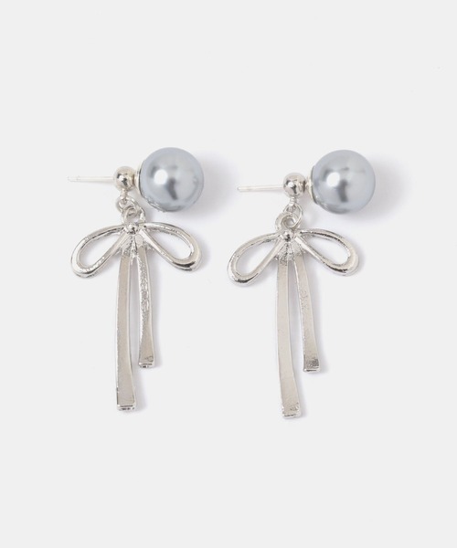 FOREVER 21(フォーエバー トゥエンティーワン)の「リボンキャッチピアス(ピアス(両耳用)・レディース・シルバー・FREE)」の1枚目の写真