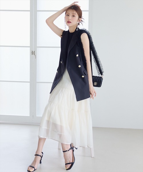 スウィングル Swingle ノースリーブサマーニット リブ 紫 S