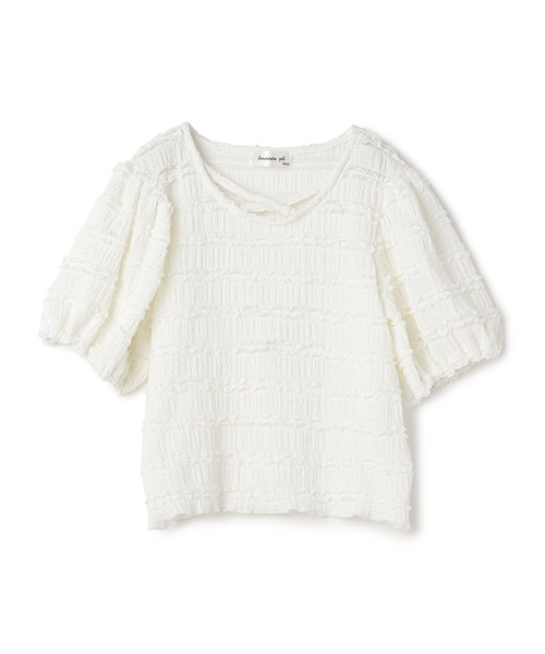 Amourire girl（アムリールガール）の「シャーリングレースTシャツ/ブラウス(130㎝～160㎝)（Tシャツ/カットソー・キッズ・オフホワイト/ブラック・140cm/160cm/150cm/130cm）」の19枚目の写真
