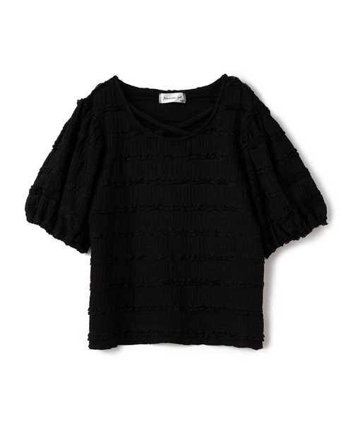 Amourire girl（アムリールガール）の「シャーリングレースTシャツ/ブラウス(130㎝～160㎝)（Tシャツ/カットソー・キッズ・オフホワイト/ブラック・140cm/160cm/150cm/130cm）」の18枚目の写真