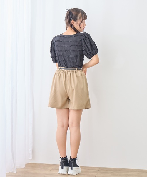 Amourire girl（アムリールガール）の「シャーリングレースTシャツ/ブラウス(130㎝～160㎝)（Tシャツ/カットソー・キッズ・オフホワイト/ブラック・140cm/160cm/150cm/130cm）」の17枚目の写真