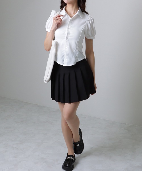 Lace Ladies（レースレディース）の「コンパクト スリム 半袖 パフスリーブ ブラウス（シャツ/ブラウス・レディース・ホワイト・S/M/L/XL）」の7枚目の写真