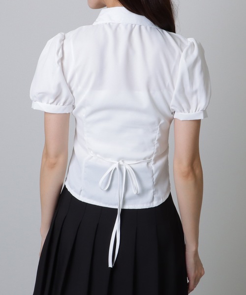 Lace Ladies（レースレディース）の「コンパクト スリム 半袖 パフスリーブ ブラウス（シャツ/ブラウス・レディース・ホワイト・S/M/L/XL）」の10枚目の写真