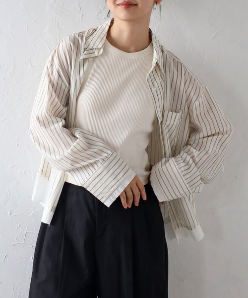 専用＊ボンジュールサガン　レイヤード風ステッチTシャツ　新品 Bonjour Sagan（ボンジュールサガン） tシャツ 裾フレアTシャツ