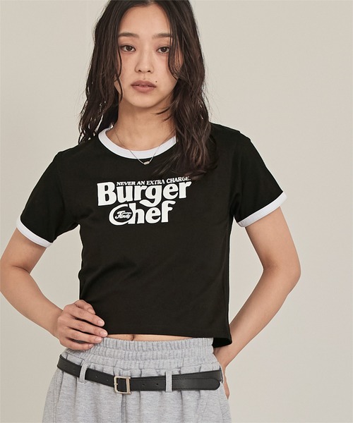 miette（ミエット）の「ロゴプリントクロップドTシャツ（Tシャツ/カットソー・レディース・ブラック/オフホワイト/オレンジ・FREE）」の3枚目の写真