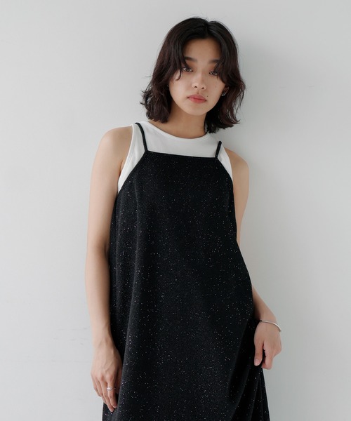 hellam（へラム）の「ラメキャミワンピース（ワンピース・レディース・グレー/ブラック・FREE）」の3枚目の写真