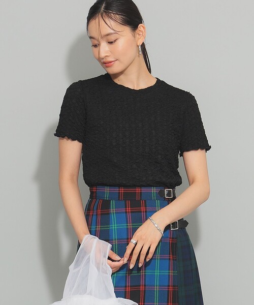 Ray BEAMS（レイビームス）の「シュリンク メロー ハーフスリーブ Tシャツ（Tシャツ/カットソー・レディース・ホワイト系その他6/ブラック/ロイヤルブルー・ONE SIZE）」の2枚目の写真