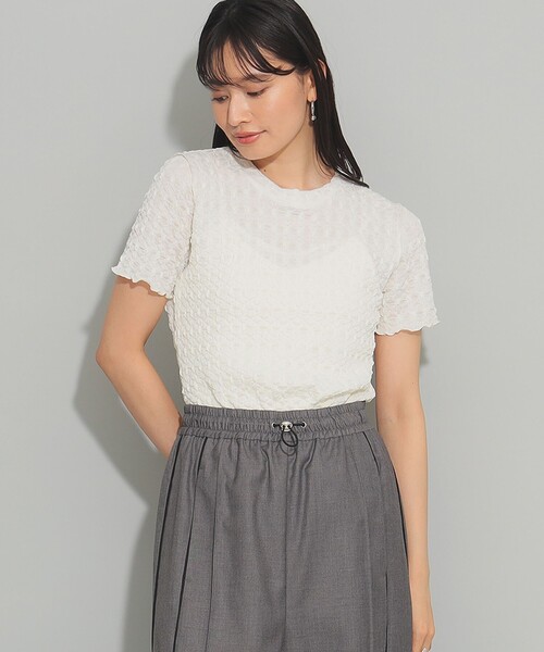 Ray BEAMS（レイビームス）の「シュリンク メロー ハーフスリーブ Tシャツ（Tシャツ/カットソー・レディース・ホワイト系その他6/ブラック/ロイヤルブルー・ONE SIZE）」の8枚目の写真