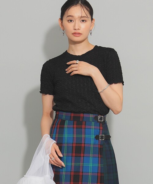 Ray BEAMS（レイビームス）の「シュリンク メロー ハーフスリーブ Tシャツ（Tシャツ/カットソー・レディース・ホワイト系その他6/ブラック/ロイヤルブルー・ONE SIZE）」の12枚目の写真