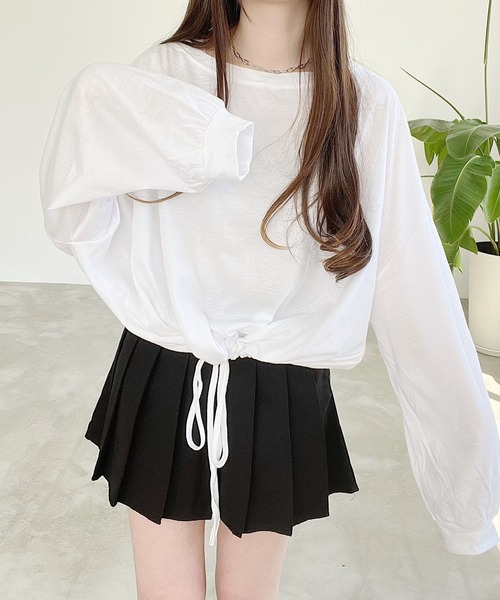 Nana(ナナ)の「裾ドロストオーバートップス(Tシャツ/カットソー・レディース・グレー/ホワイト・FREE)」の5枚目の写真