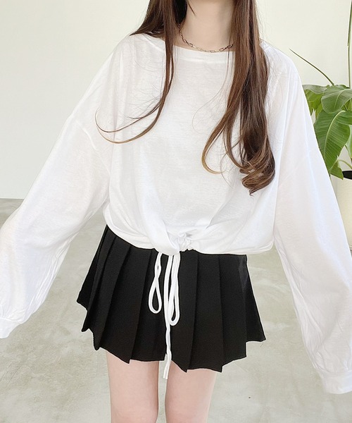 Nana(ナナ)の「裾ドロストオーバートップス(Tシャツ/カットソー・レディース・グレー/ホワイト・FREE)」の6枚目の写真