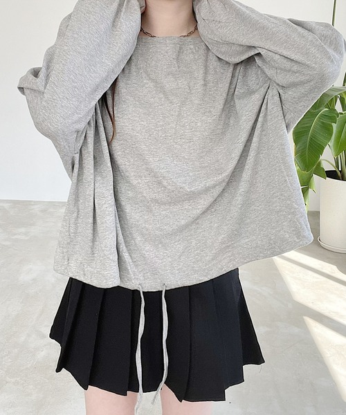 Nana(ナナ)の「裾ドロストオーバートップス(Tシャツ/カットソー・レディース・グレー/ホワイト・FREE)」の8枚目の写真