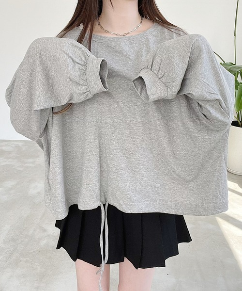 Nana(ナナ)の「裾ドロストオーバートップス(Tシャツ/カットソー・レディース・グレー/ホワイト・FREE)」の9枚目の写真