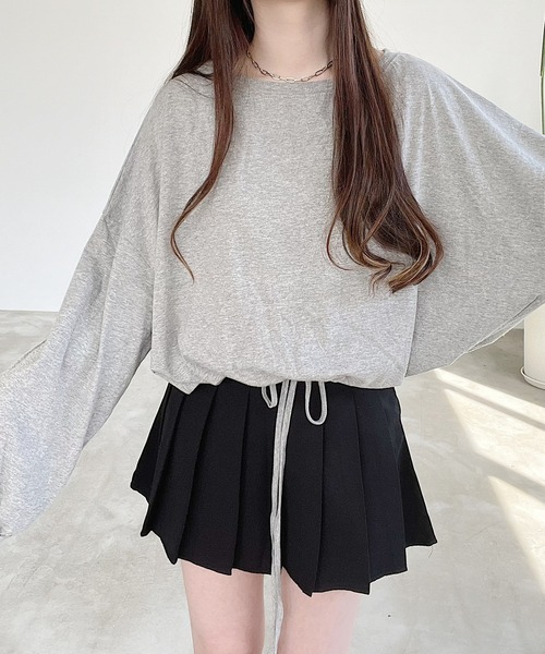 Nana(ナナ)の「裾ドロストオーバートップス(Tシャツ/カットソー・レディース・グレー/ホワイト・FREE)」の11枚目の写真